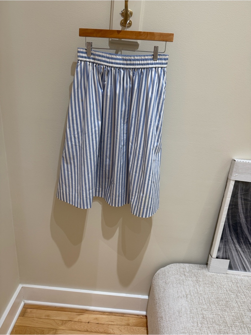 1901 Blue and White Striped A-Line Skirt